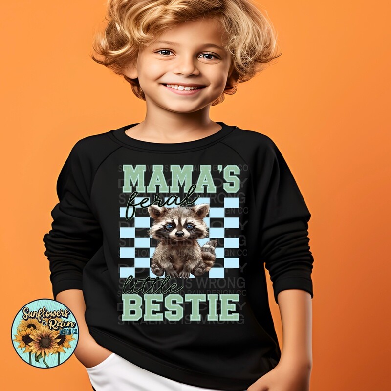 Mamas feral little bestie blue png file digital download, Sublimation design.