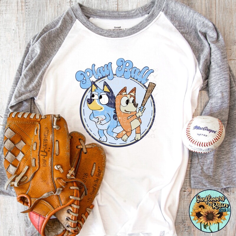 Bluey play ball . Baseball png file included  digital download, Sublimation design.