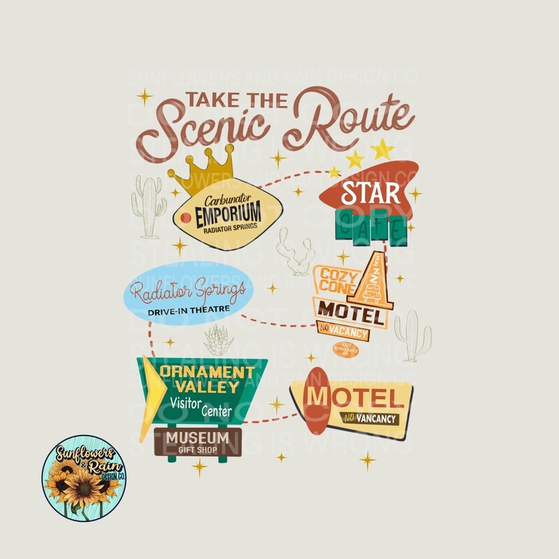 Radiator Springs. Cars png file included  digital download, Sublimation design.