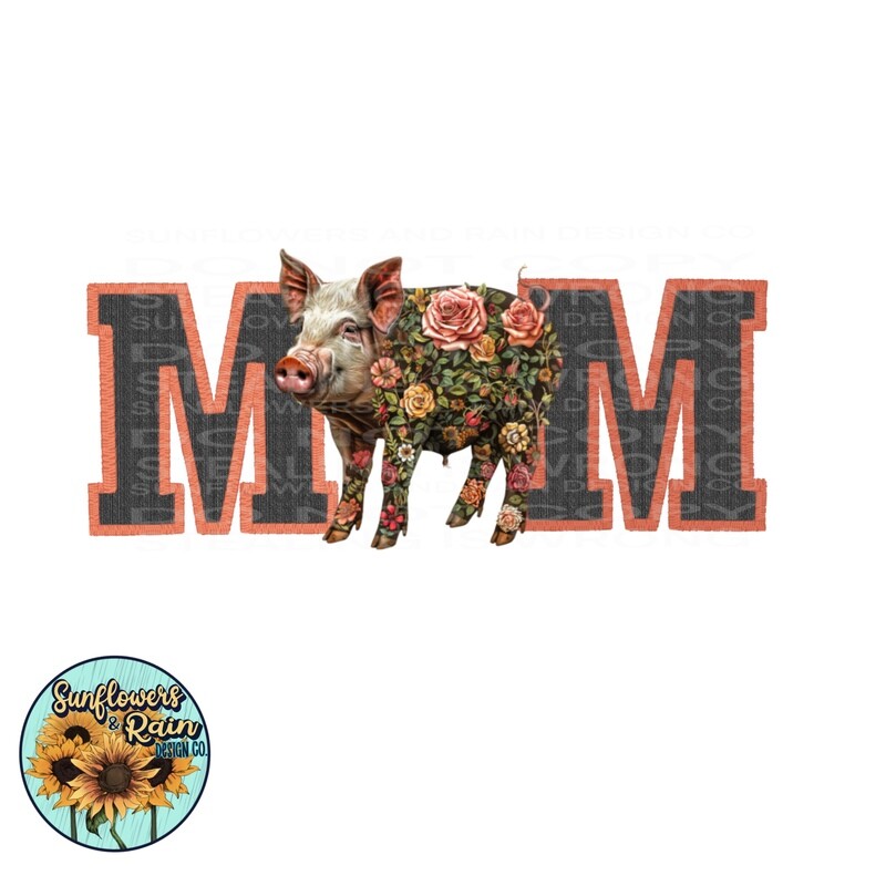 Floral pig mom png file included  digital download, Sublimation design.