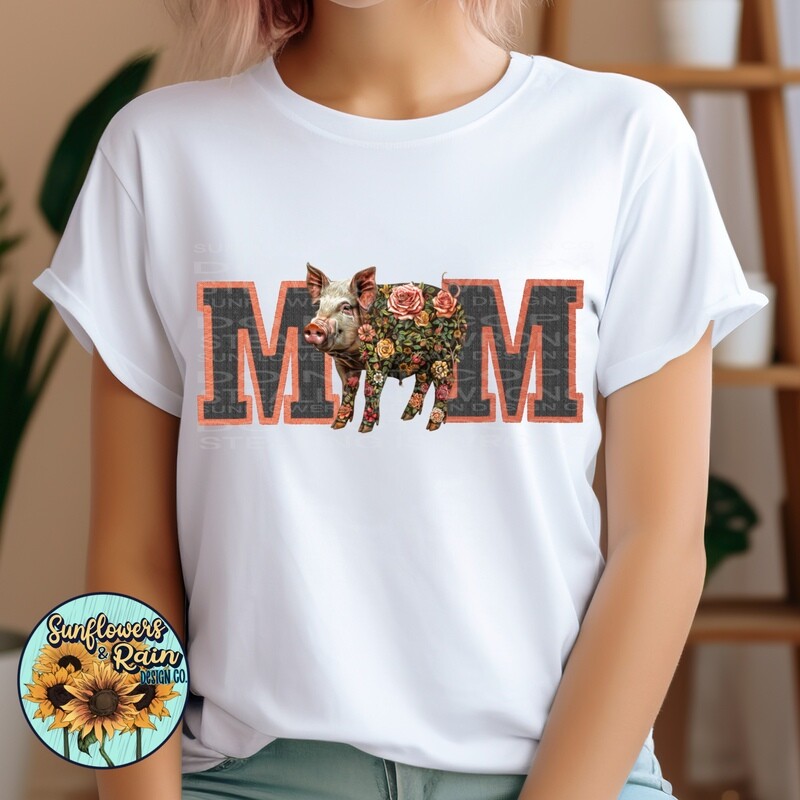 Floral pig mom png file included  digital download, Sublimation design.
