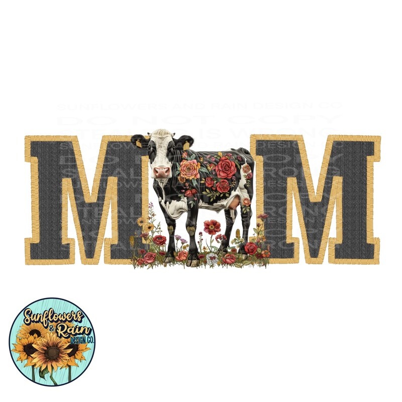 Floral cow mom png file included  digital download, Sublimation design.