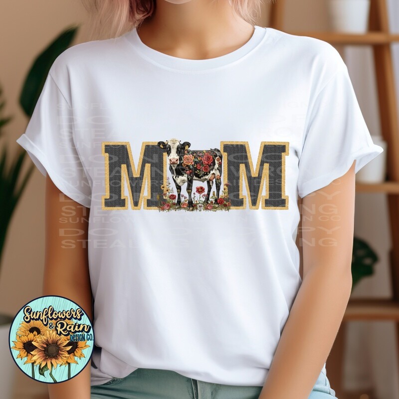 Floral cow mom png file included  digital download, Sublimation design.