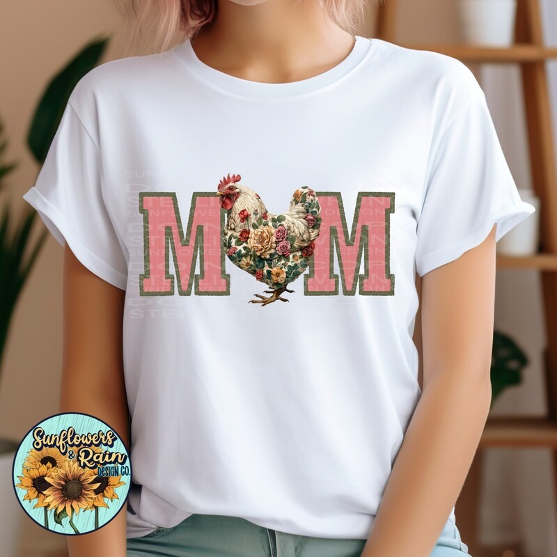 Floral chicken mom png file included  digital download, Sublimation design.