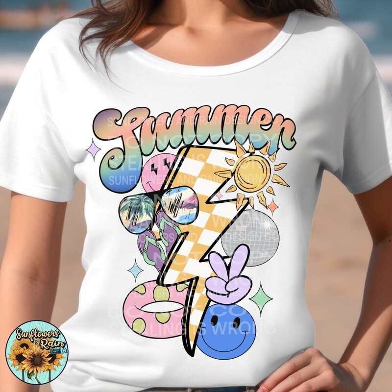 Retro summer  png file digital download, Sublimation design.