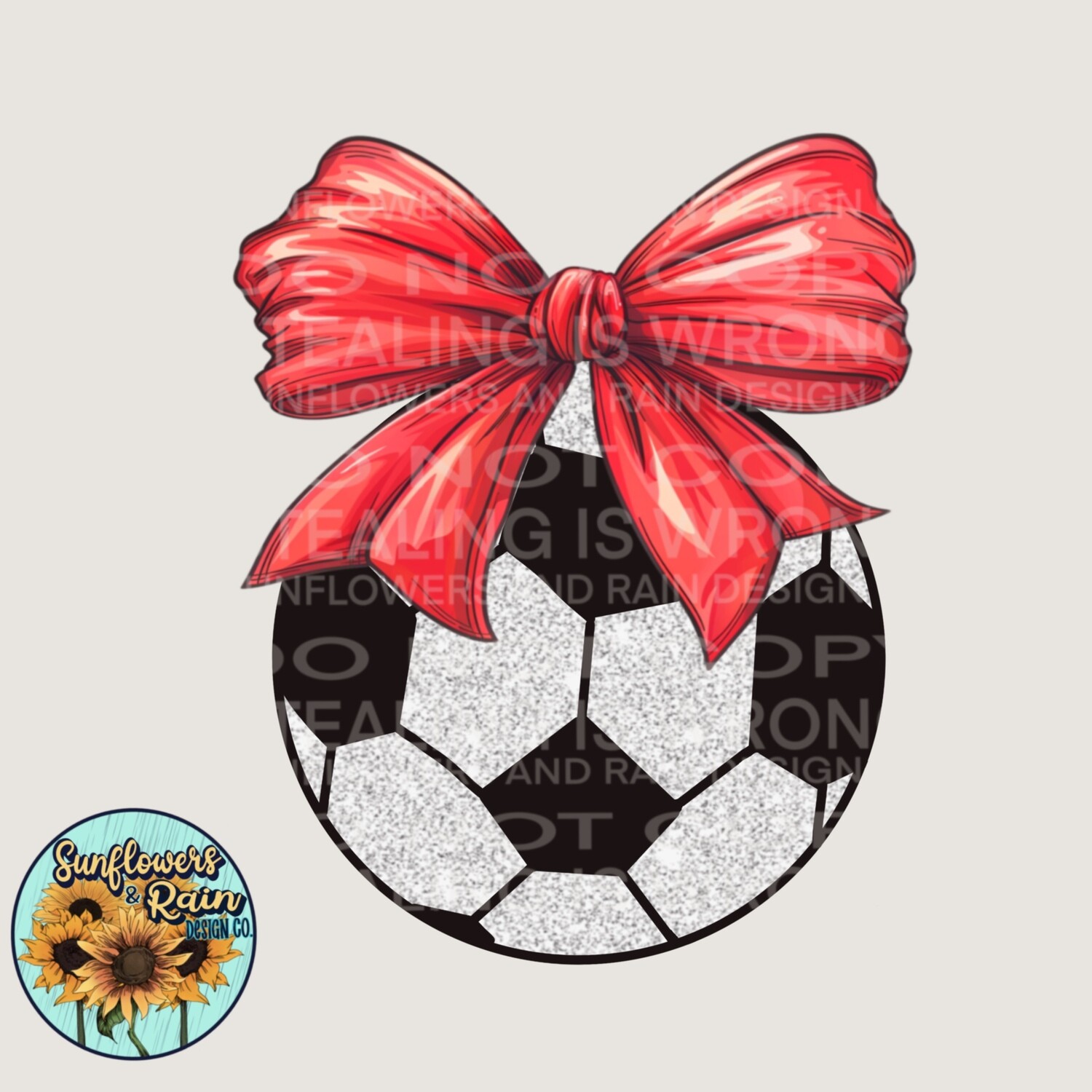 Soccer ballwith bow png file digital download, Sublimation design.