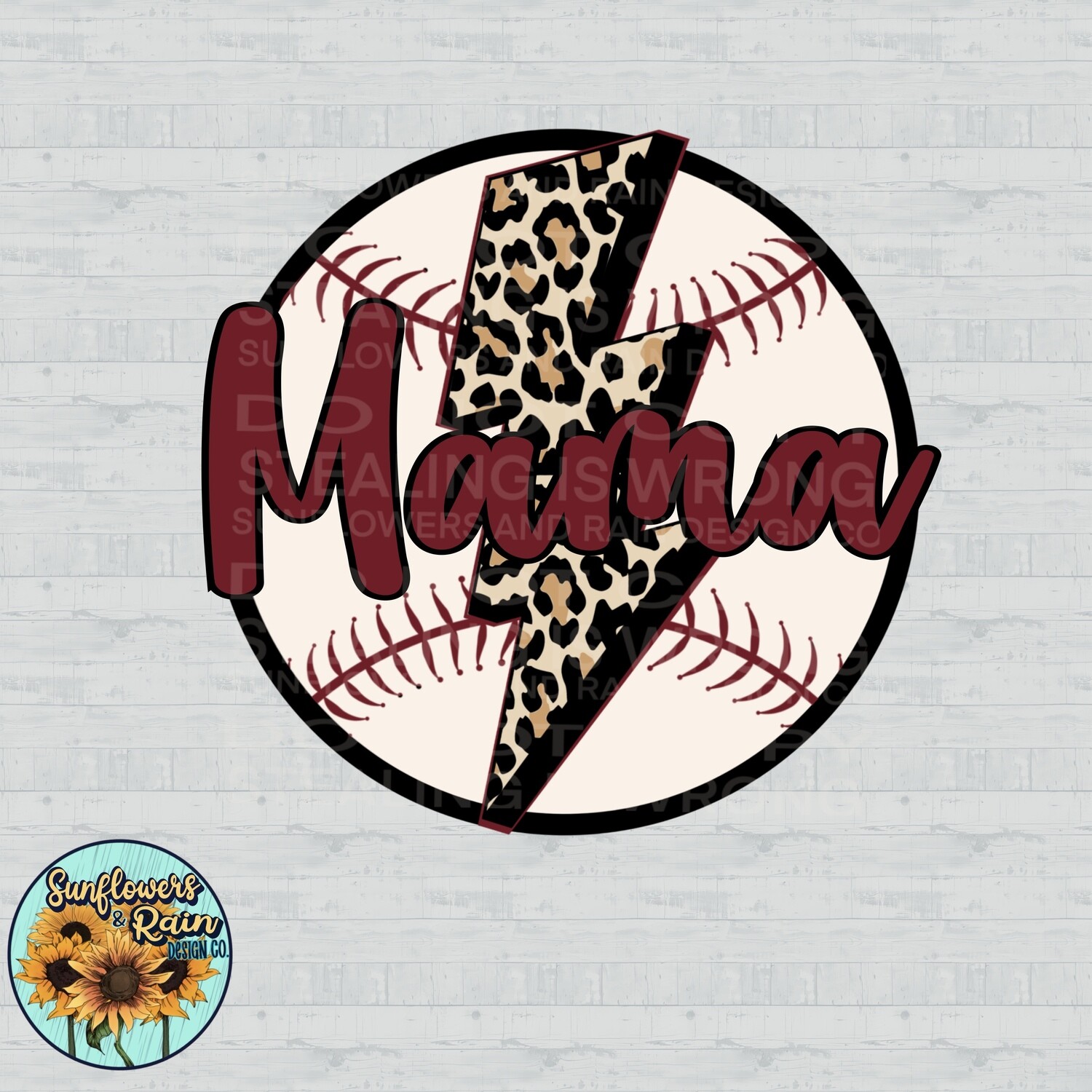 Baseball Mama , leopard print lighting bolt png file included digital download, Sublimation design.