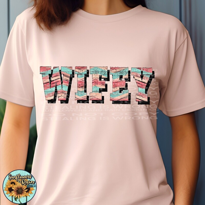 Wifey pink and blue png file included digital download, Sublimation design.