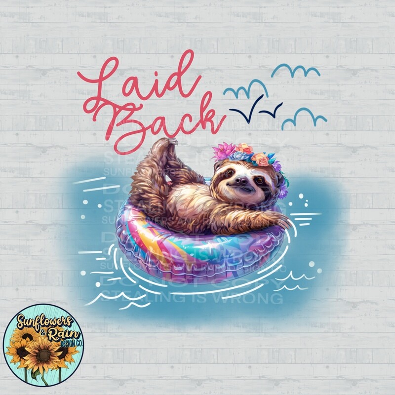 Laid back sloth  png file included digital download, Sublimation design.