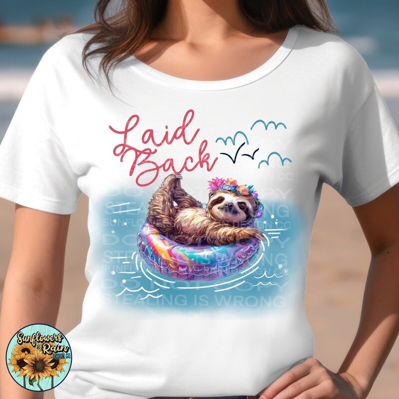 Laid back sloth  png file included digital download, Sublimation design.