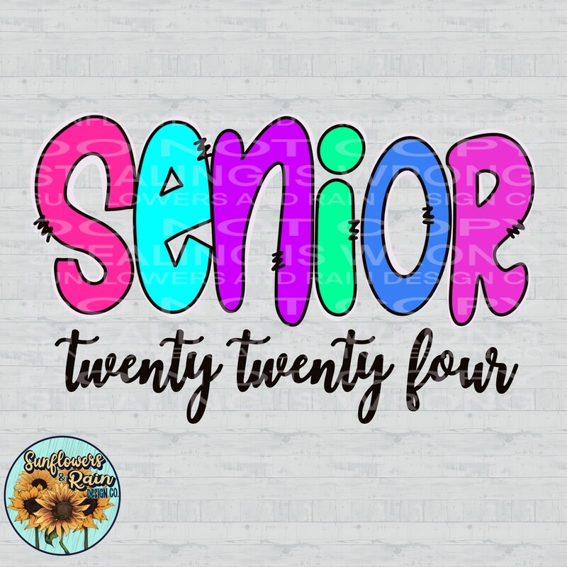 Senior 2024. Black and white included png file included digital download, Sublimation design.