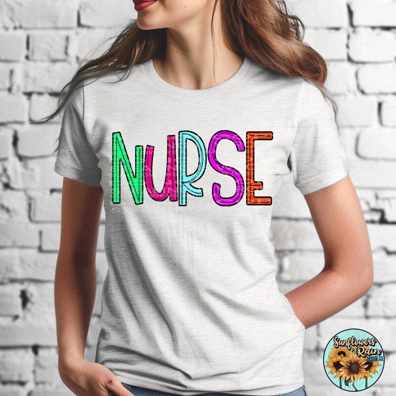 Neon Nurse png file included digital download, Sublimation design.