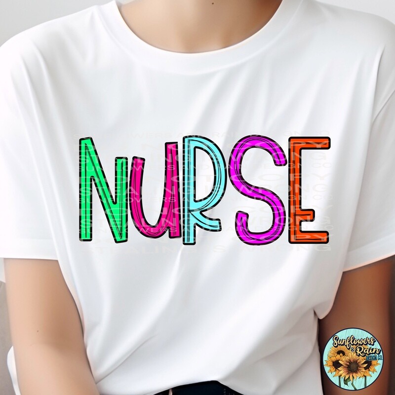 Neon Nurse png file included digital download, Sublimation design.