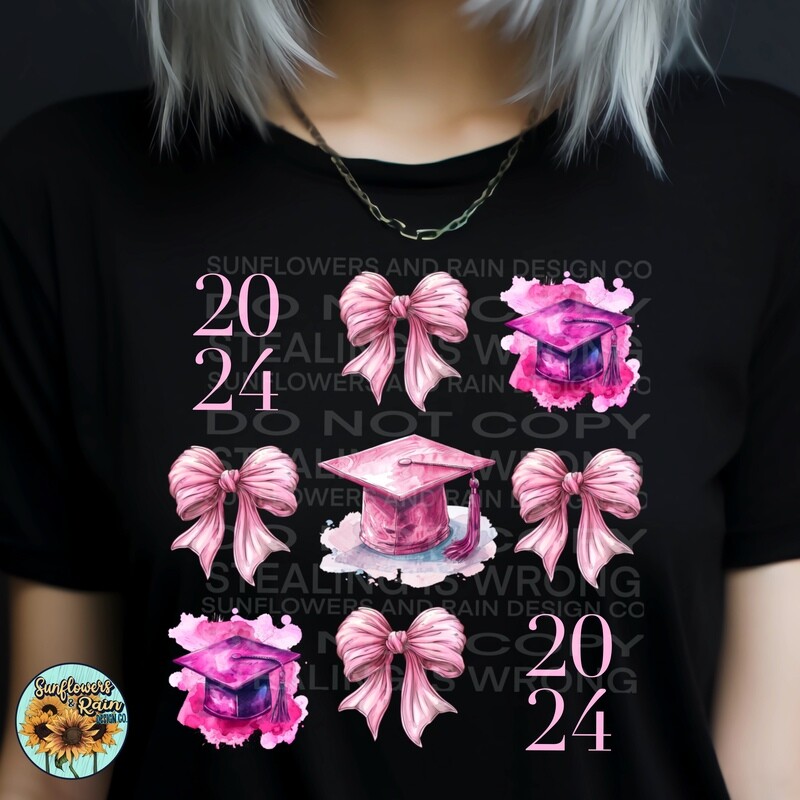 Pink croquette Senior 2024 png file included  digital download, Sublimation design.