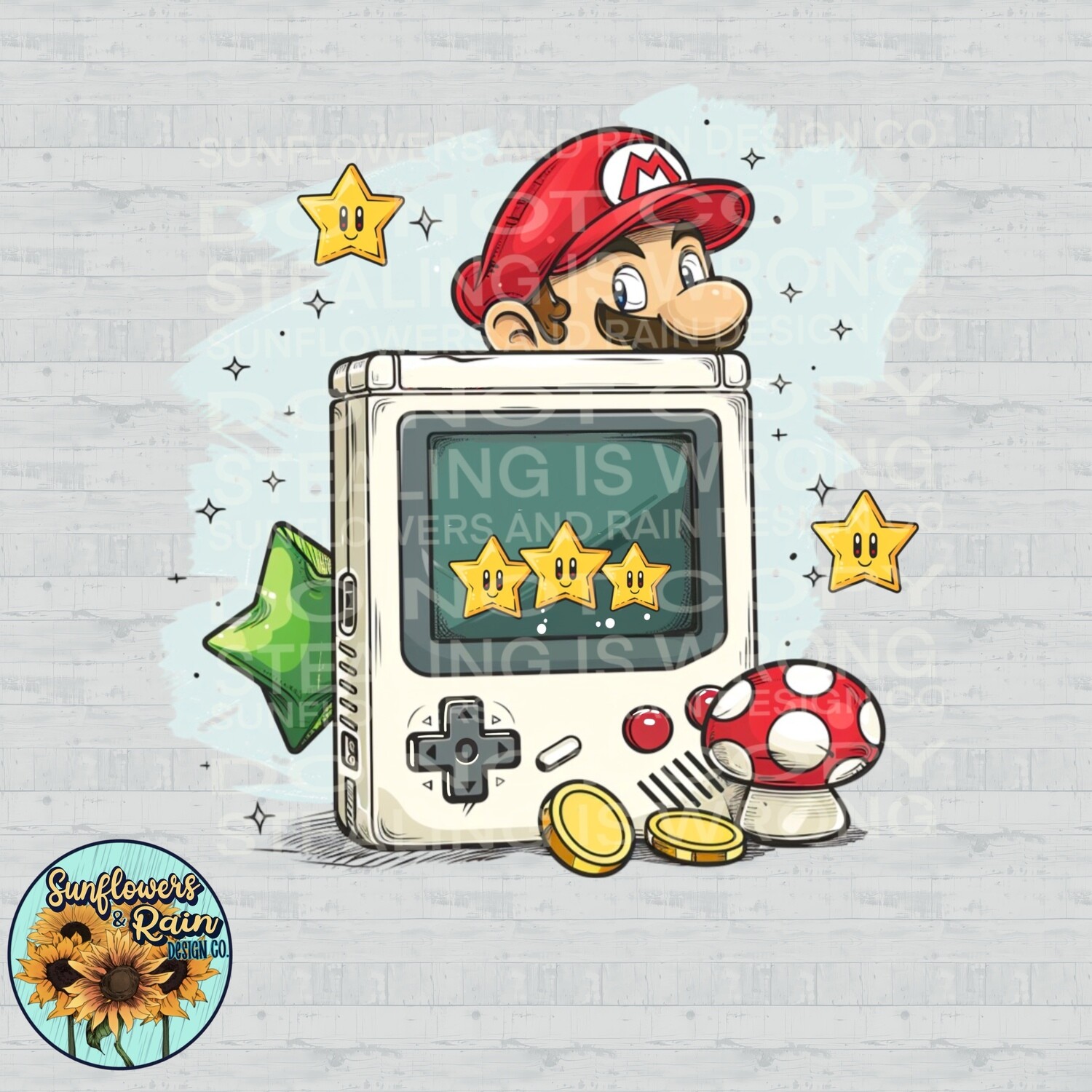 Gameboy Mario png file included  digital download, Sublimation design.