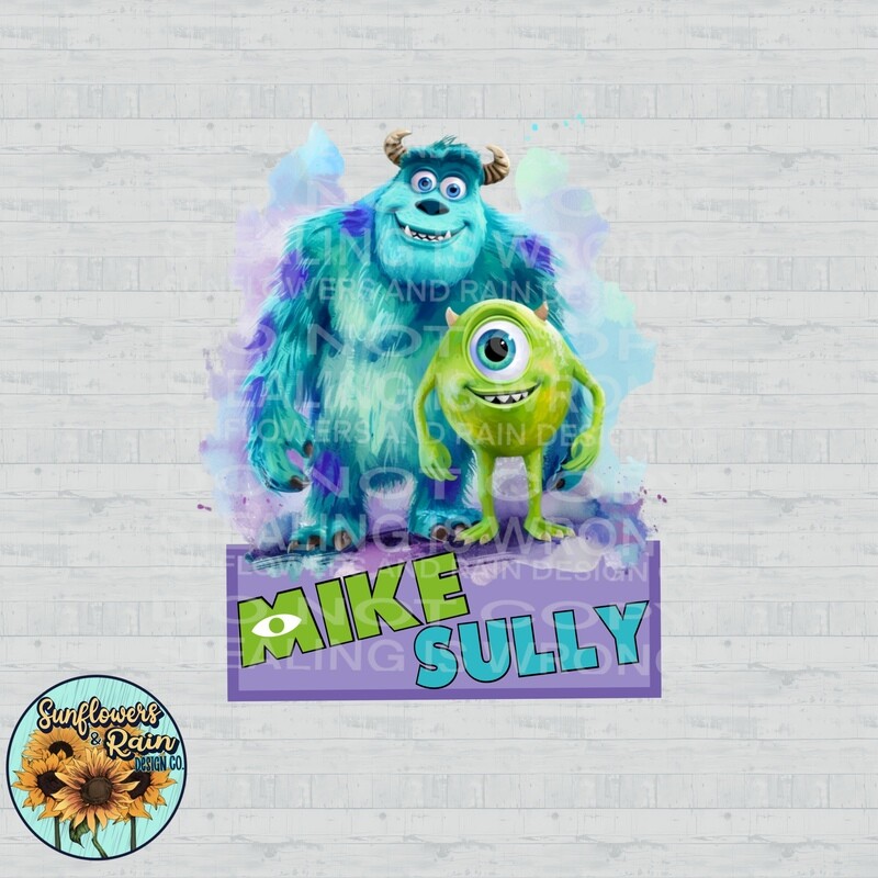 Mike and sully png file included digital download, Sublimation design.