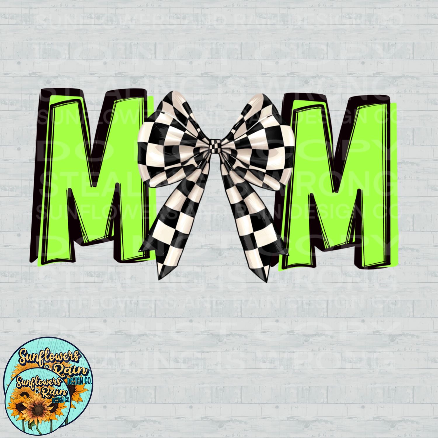 Green racing mom croquette checkered bow png file included digital download, Sublimation design.