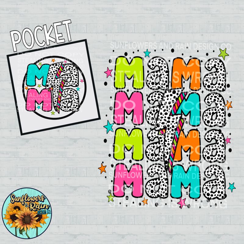 Mama with matching pocket  png file included digital download, Sublimation design.