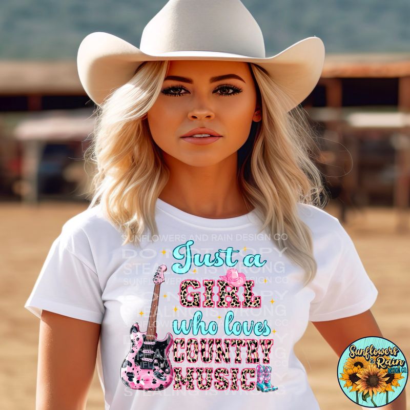 Just a girl who loves country music png file included digital download, Sublimation design.