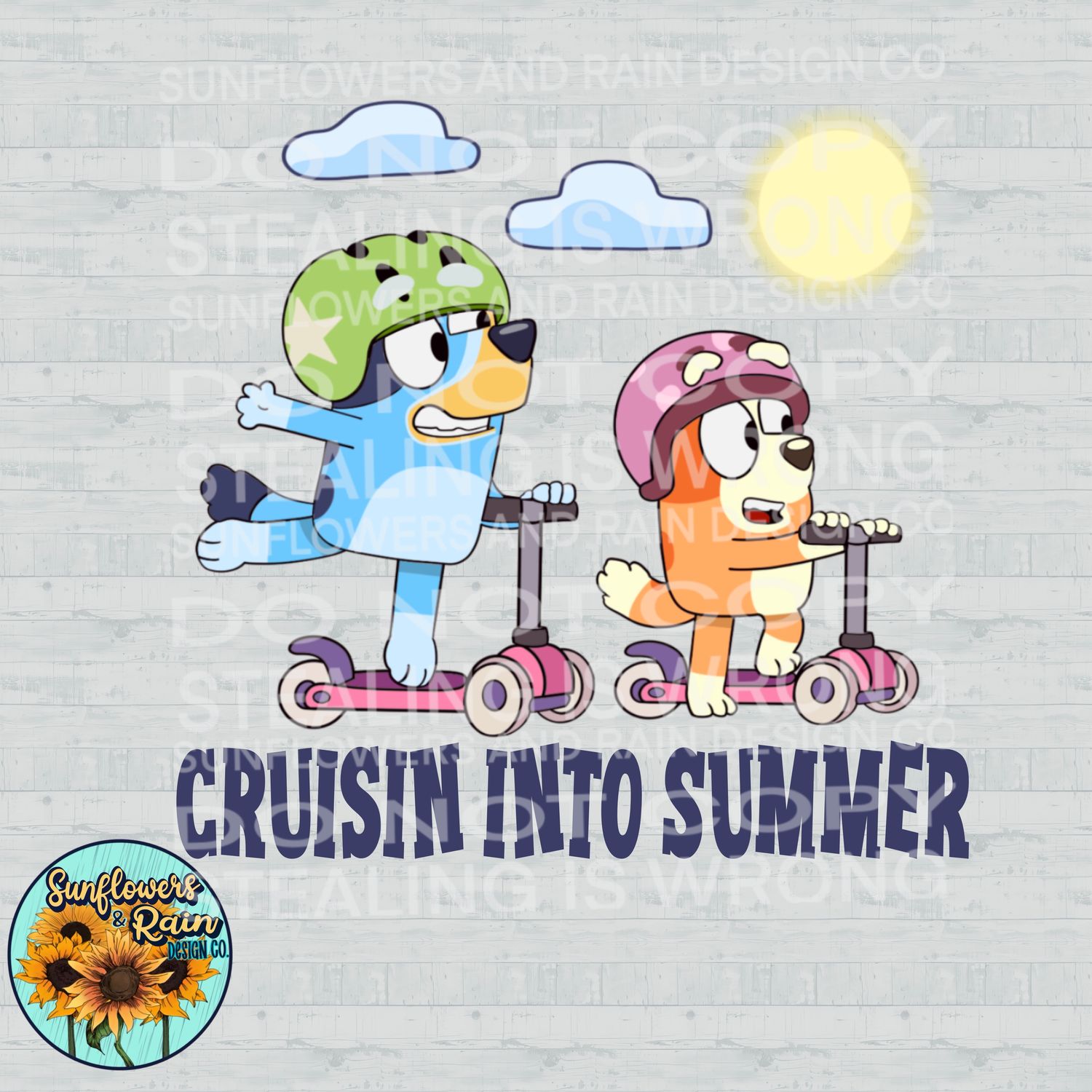 Bluey cruisin  into summer png file included digital download, Sublimation design.