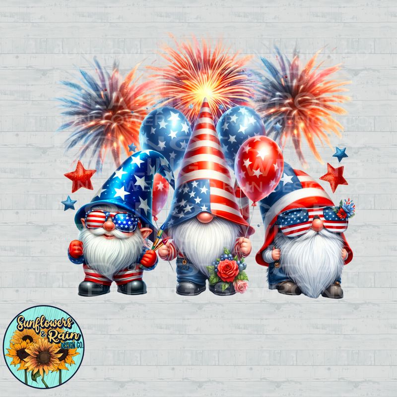 4th of July gnomes, Independence Day, red, white and blue png file included digital download, Sublimation design.
