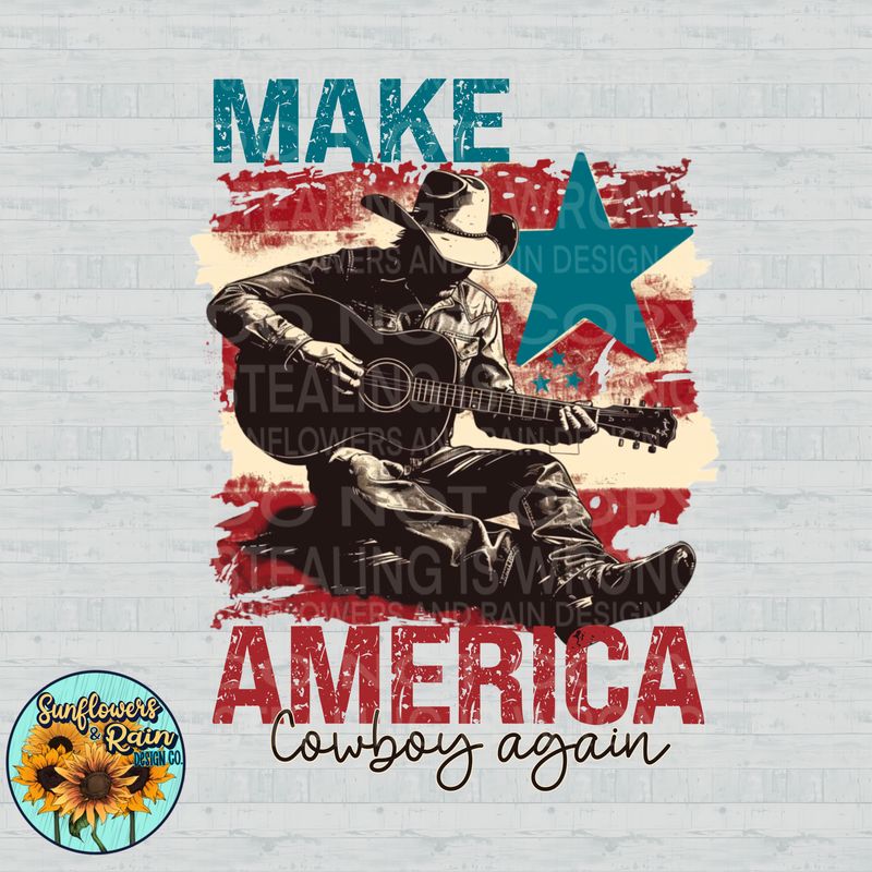 Make America Cowboy again, western  red, white and blue png file included digital download, Sublimation design.