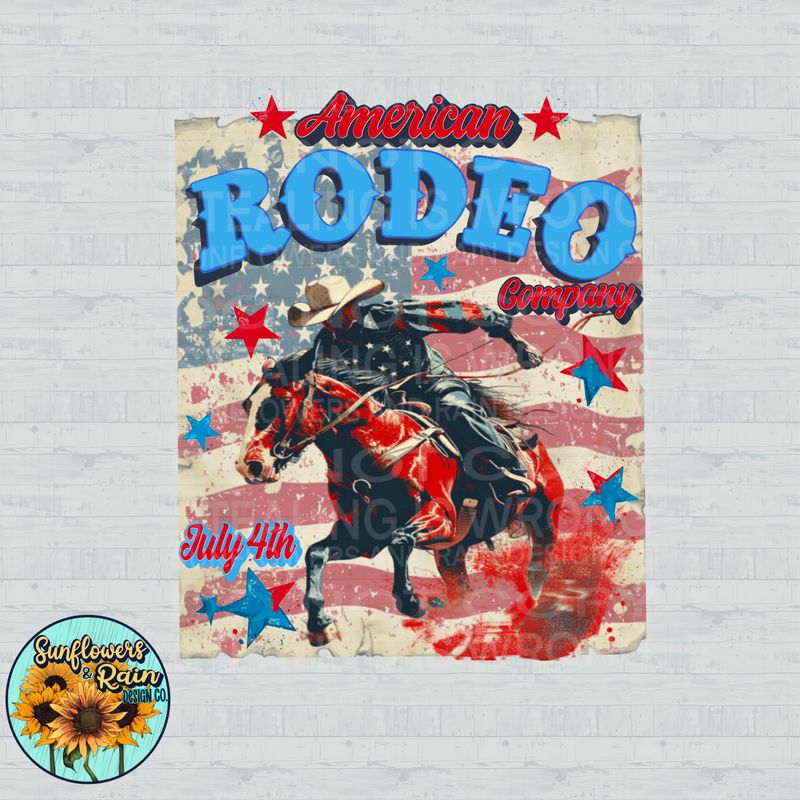 American Rodeo Company , western red, white and blue, Independence Day  png file included digital download, Sublimation design.