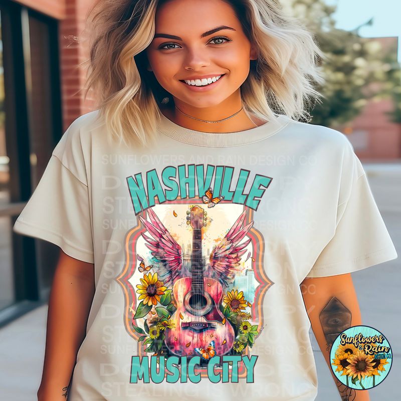 Nashville , Music City  png file included digital download, Sublimation design.