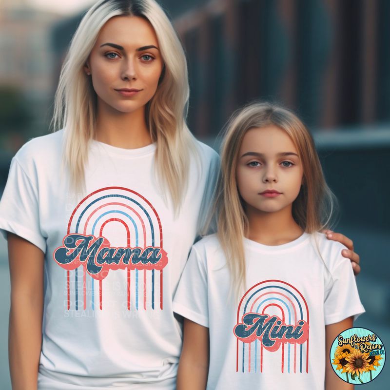 Mama , Mini rainbows, matching shirts png file included digital download, Sublimation design.