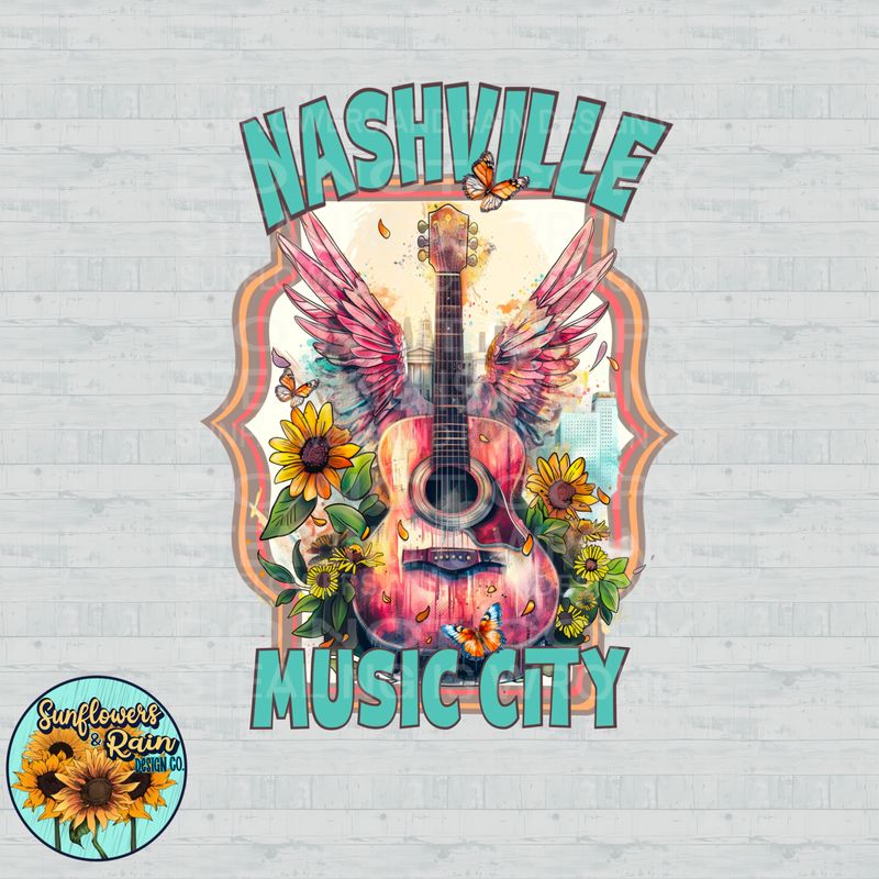 Nashville , Music City  png file included digital download, Sublimation design.