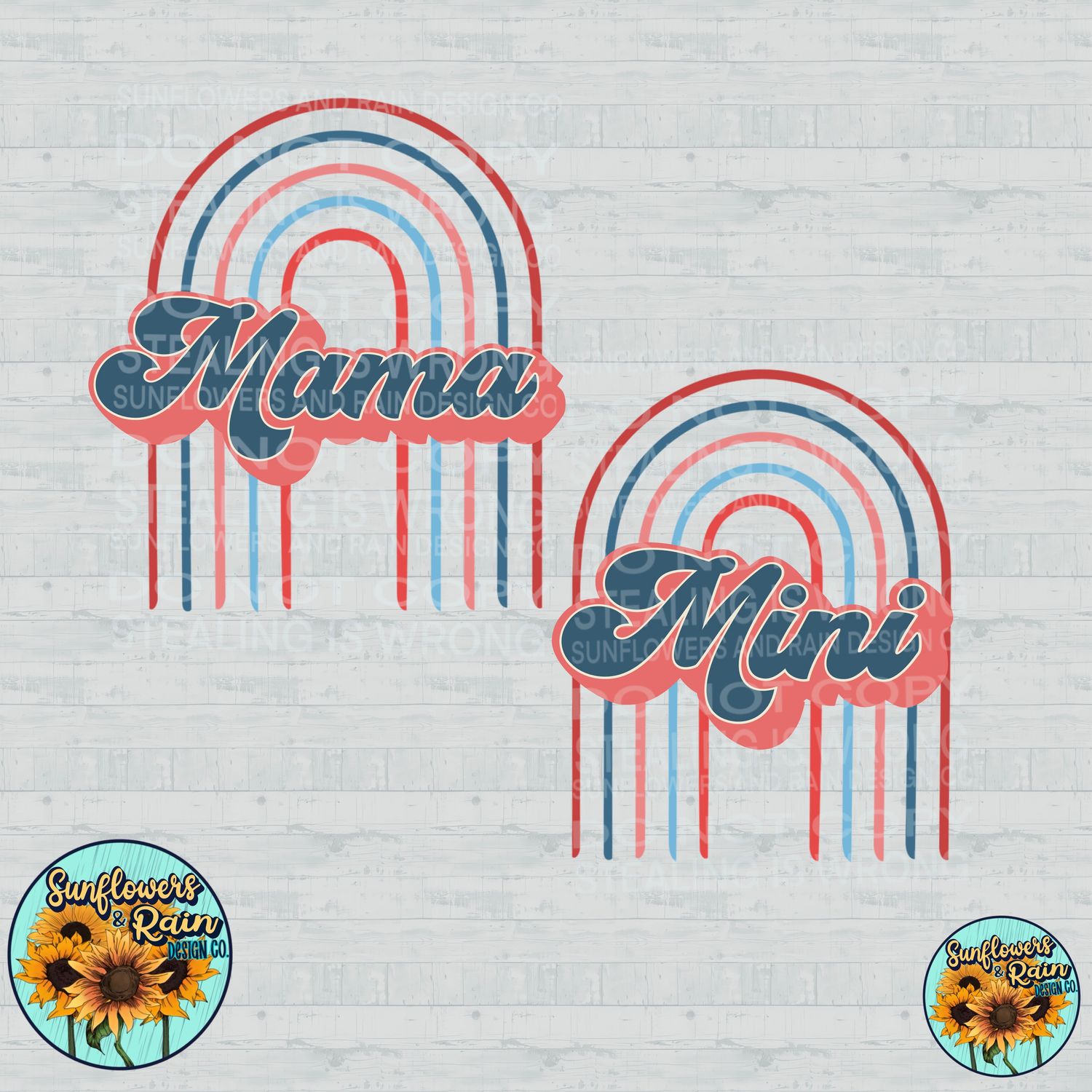 Mama , Mini rainbows, matching shirts png file included digital download, Sublimation design.