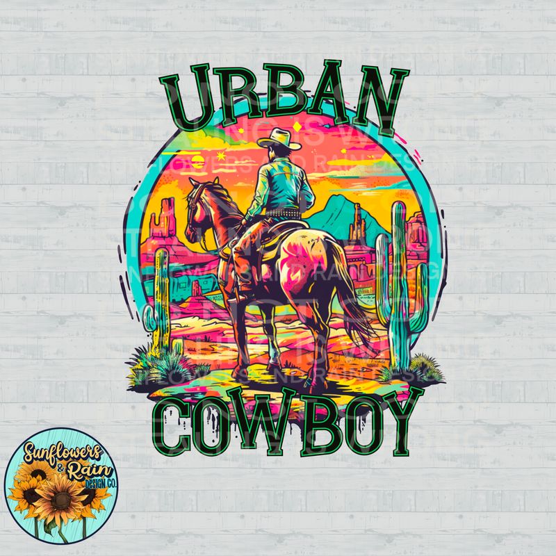 Neon Urban Cowboy png file included digital download, Sublimation design.