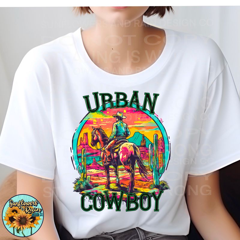 Neon Urban Cowboy png file included digital download, Sublimation design.