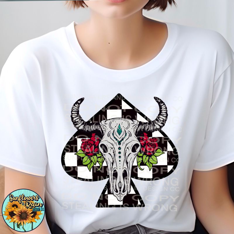 Bull skull spade  png file included digital download, Sublimation design.