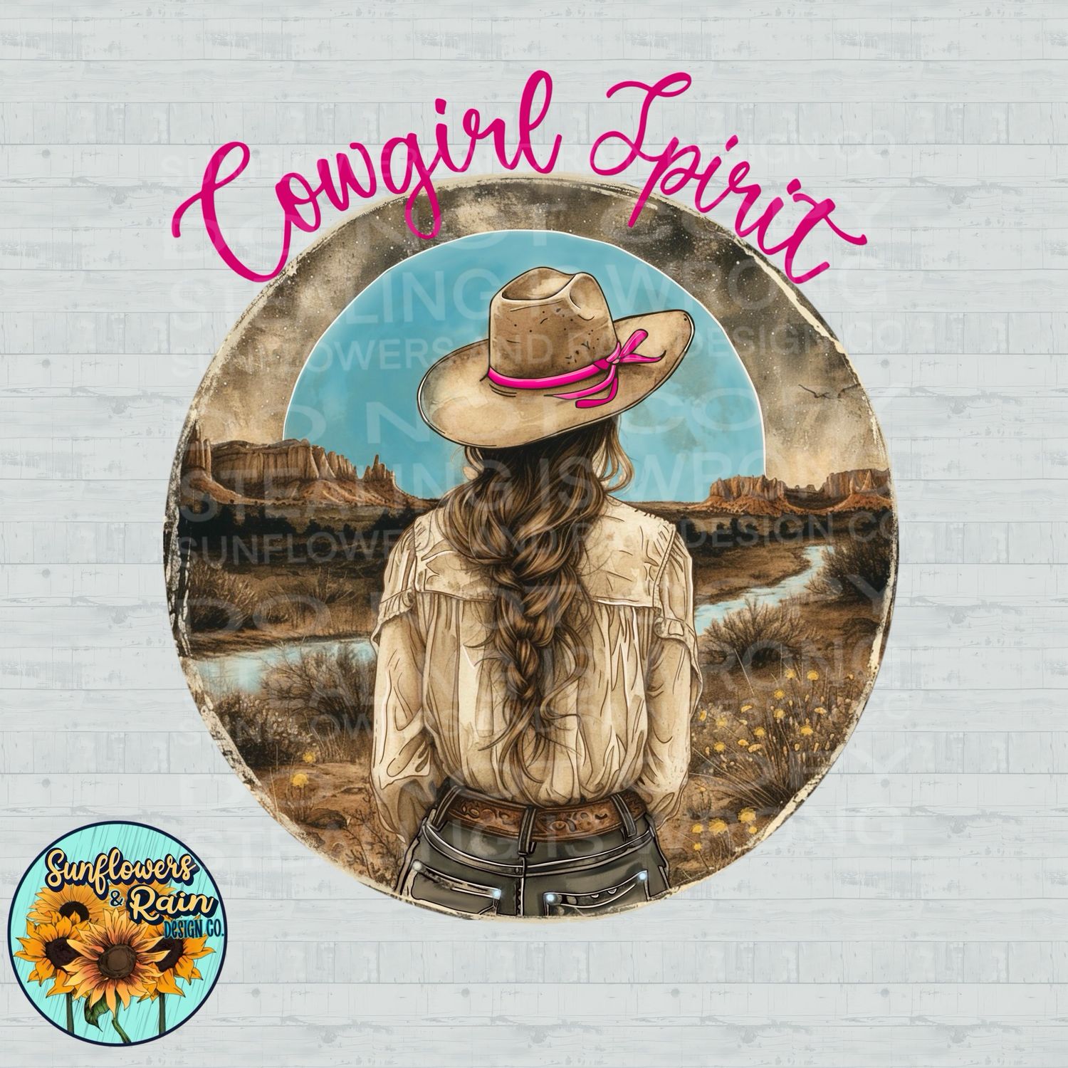 Cowgirl Spirit PNG File For Sublimation and DTF T-shirts.