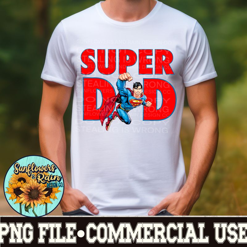 Superman Super Dad PNG file for sublimation or DTF T-shirts. Digital download only.