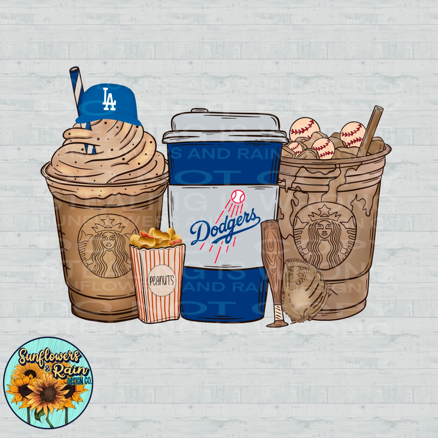Baseball coffee. Dodgers PNG file for sublimation or DTF T-shirts. Digital download only.