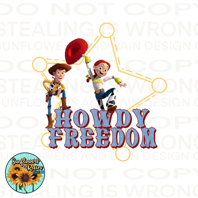 Toy Story Howdy freedom PNG file for sublimation or DTF T-shirts. Digital download only.