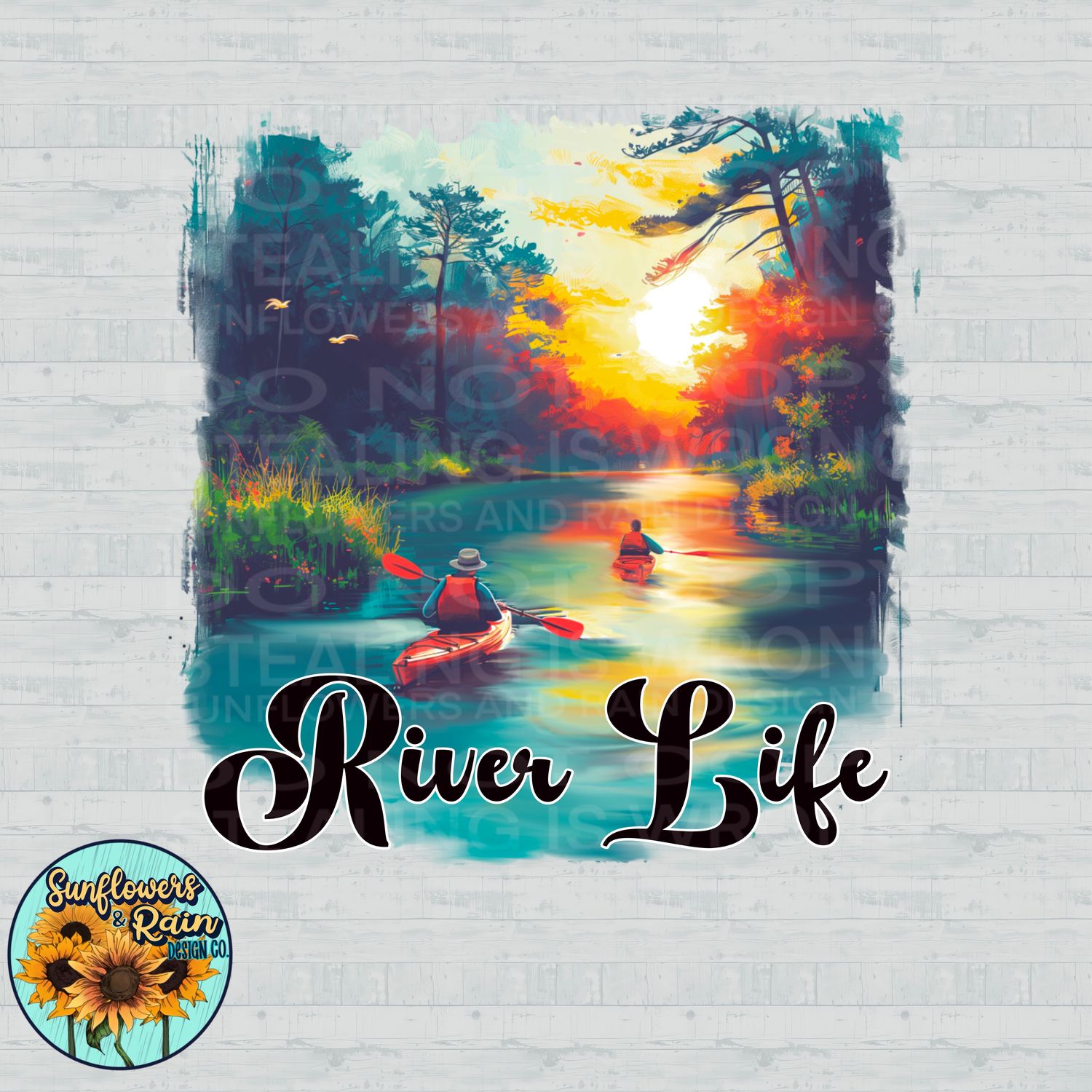River Life  PNG file for sublimation or DTF T-shirts. Digital download only.