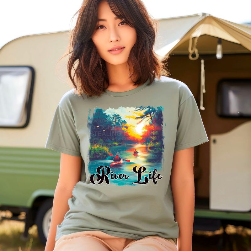 River Life  PNG file for sublimation or DTF T-shirts. Digital download only.