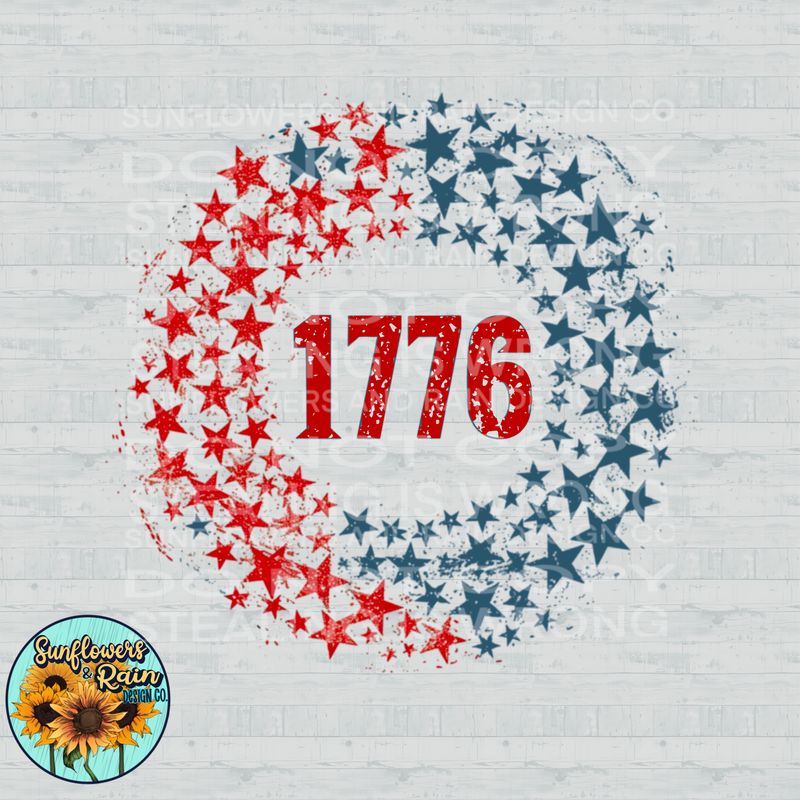 1776 PNG file for sublimation or DTF T-shirts. Digital download only.