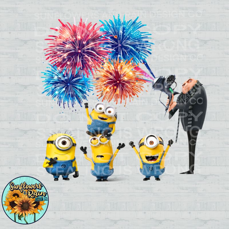 4 th of July minion&#39;s PNG file for sublimation or DTF T-shirts. Digital download only.