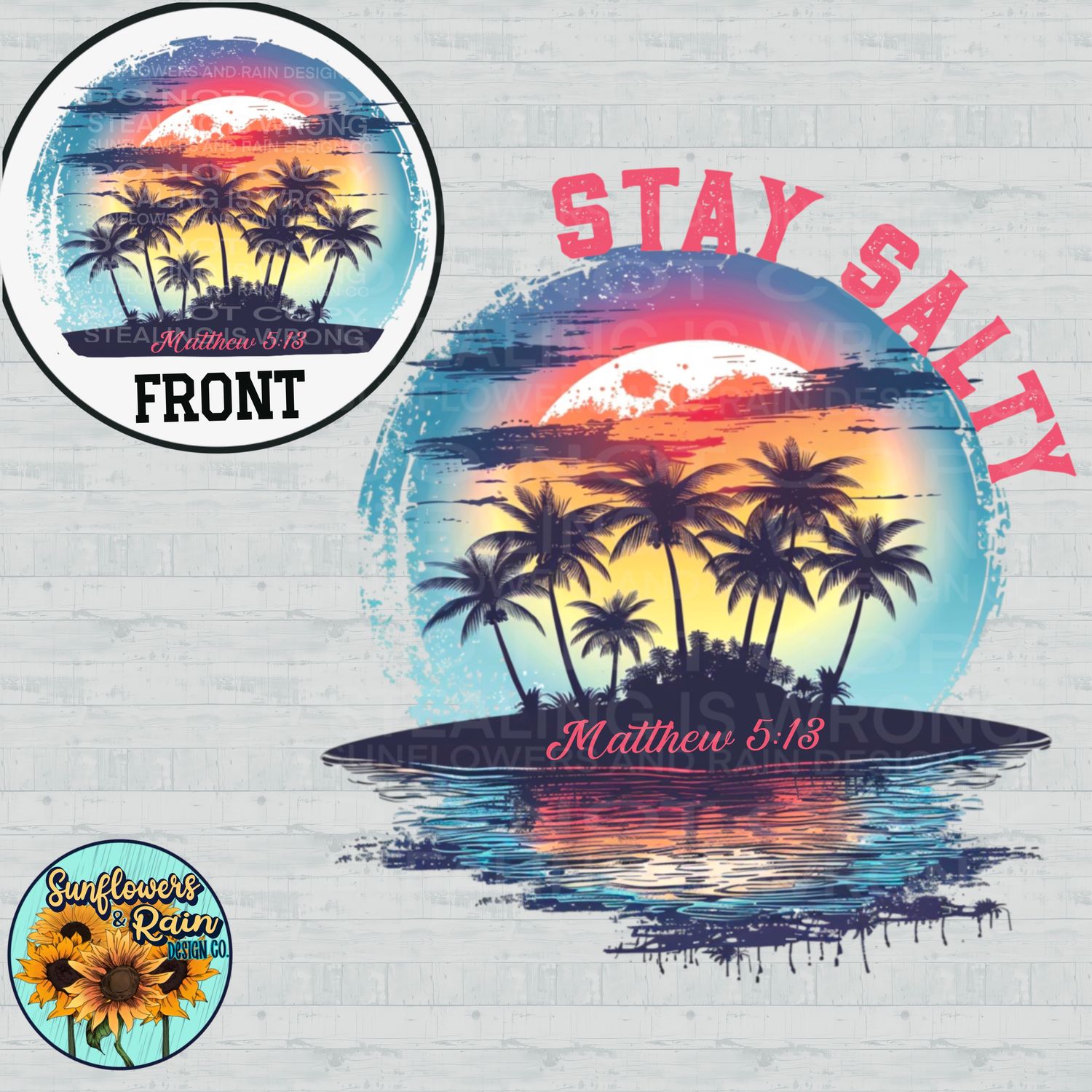 Stay Salty Matthew 5:13 PNG file for sublimation or DTF T-shirts. Digital download only.