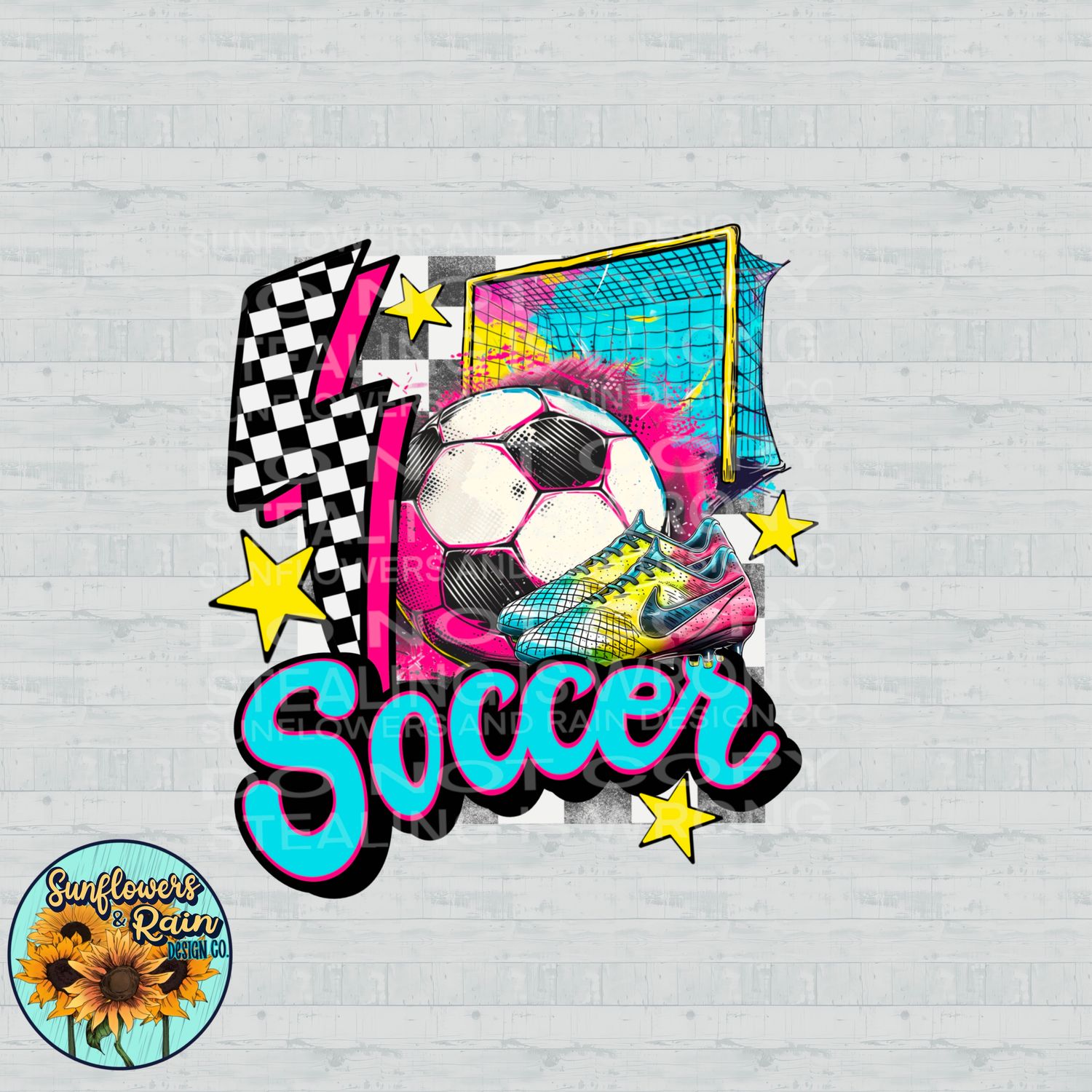 Neon Soccer Png Sublimation file.  Digital download only