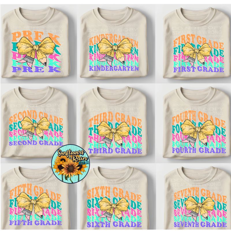 Retro coquette pencil bundle. Back To School Shirt Design, First Day School  Bundle Png Sublimation.