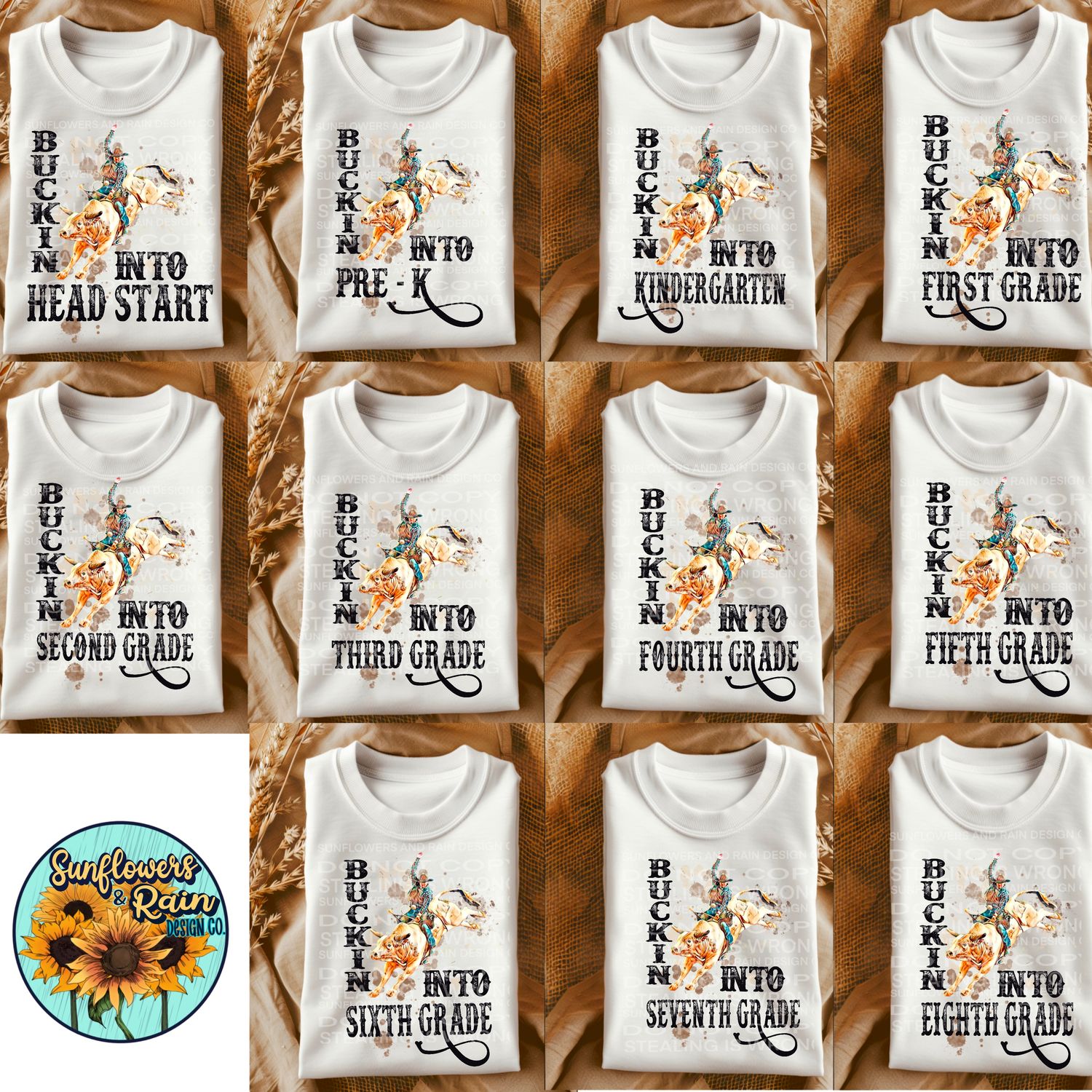 Rodeo western Buckin into school bundle. Back To School Shirt Design, First Day School  Bundle Png Sublimation.