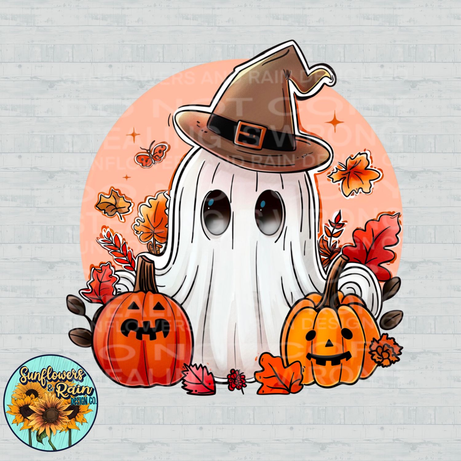 Cute ghost with pumpkins Png Sublimation file.  Digital download only