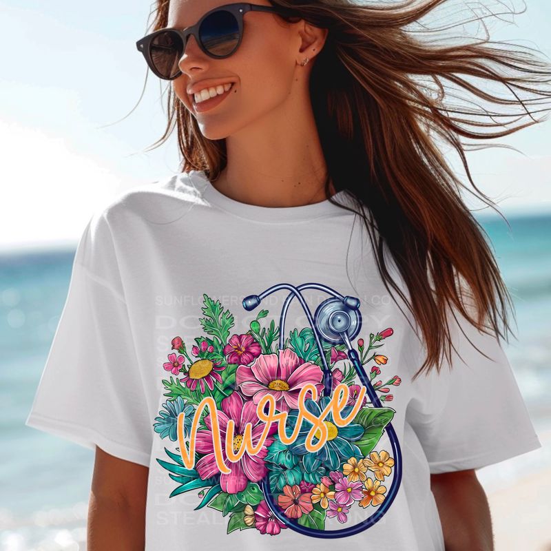Nurse flower design  Png Sublimation file.  Digital download only