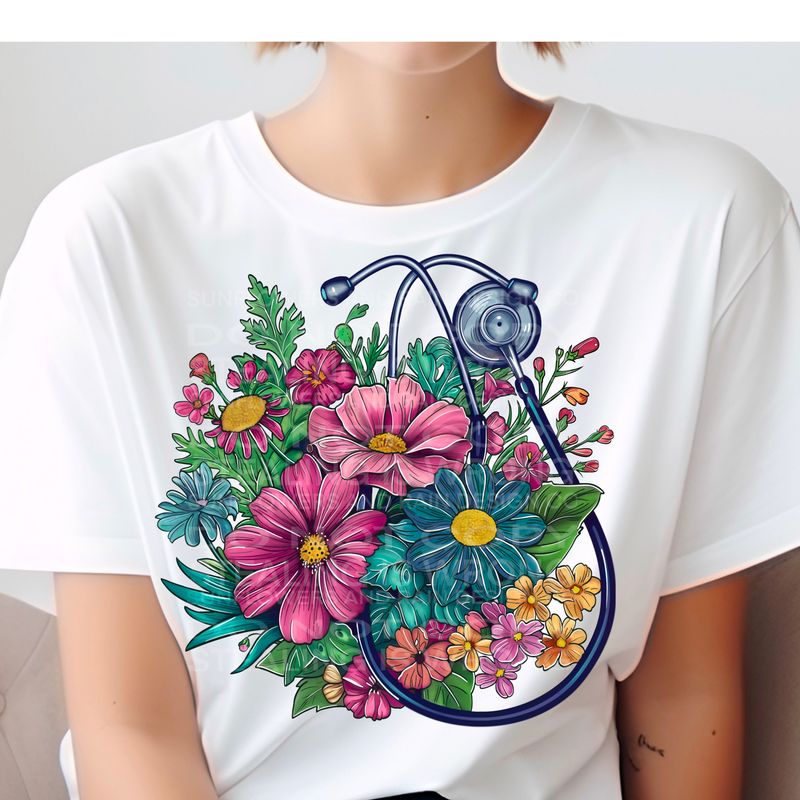 Stethoscope flower design  Png Sublimation file.  Digital download only