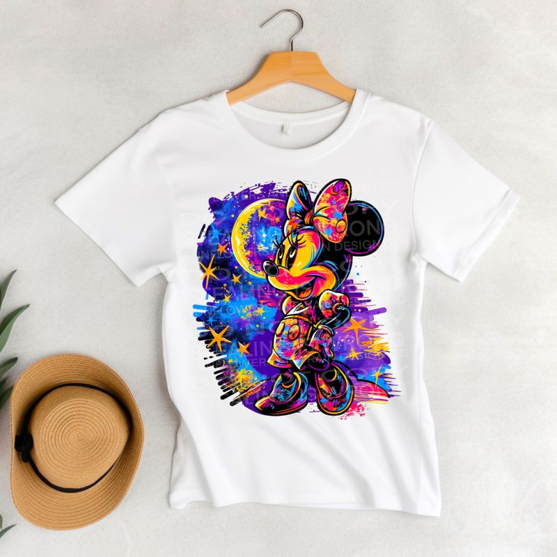 Neon Minnie Png Sublimation file.  Digital download only